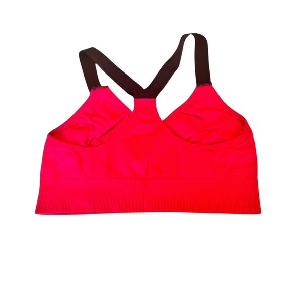 New Balance Pink Seamless Racerback Sports Bra Logo Flaw Women’s Size M GUC Yoga - Picture 7 of 9